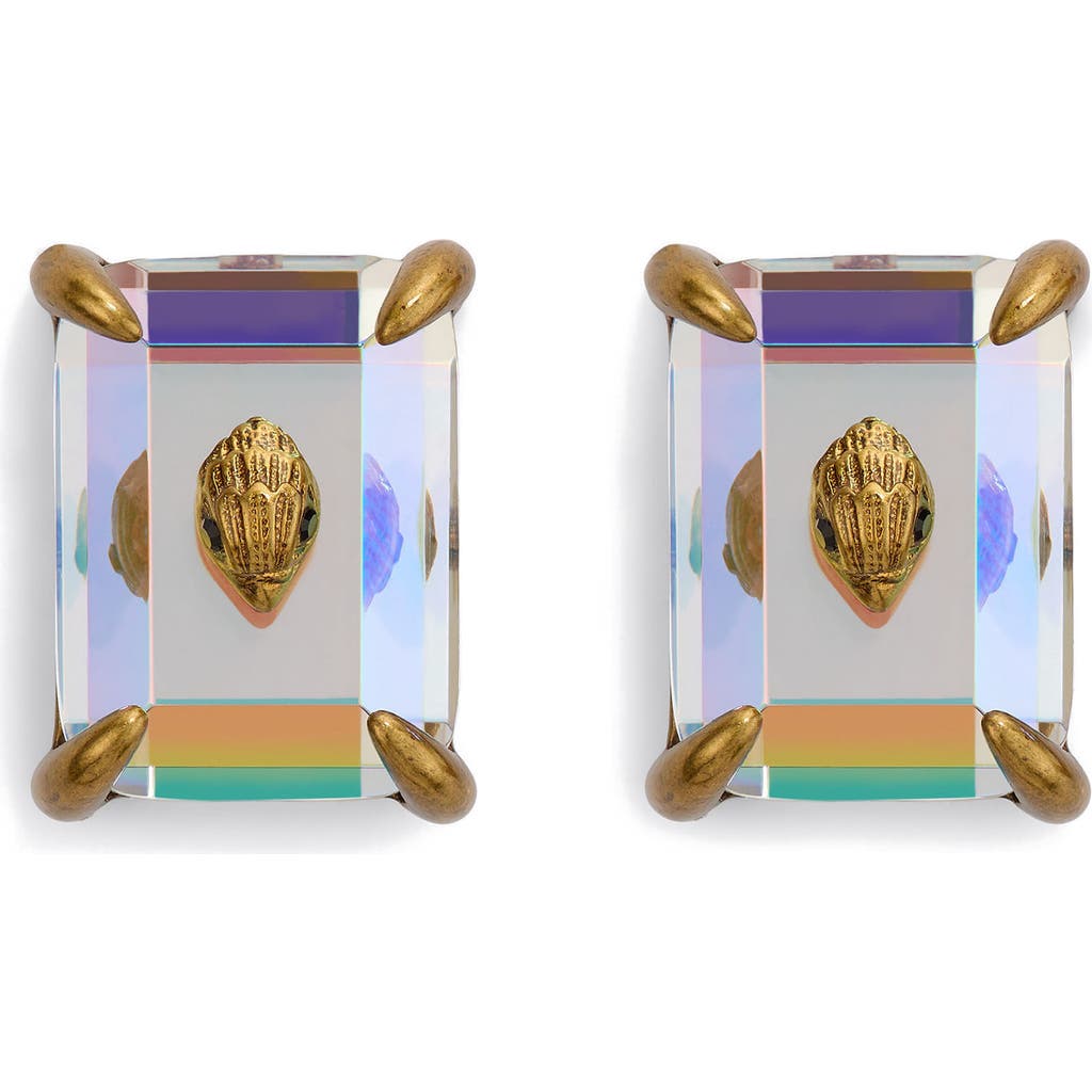 KURT GEIGER KURT GEIGER LONDON EAGLE'S HEAD EMERALD CUT CRYSTAL STUD EARRINGS