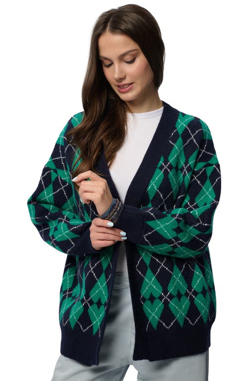 Saachi Argyle Heart Cardigan In Multi