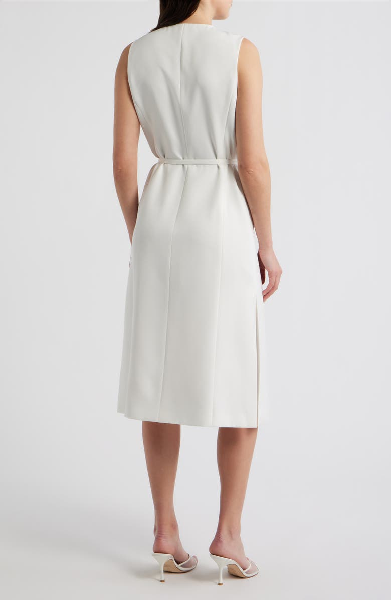 Tahari ASL Sleeveless Belted Midi Dress, Alternate, color, Ivory