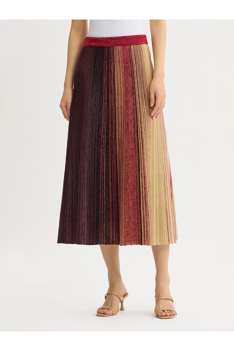 Flared Shimmer Lurex Knit Maxi Skirt, Main, color, Scarlet Red/Mahogany