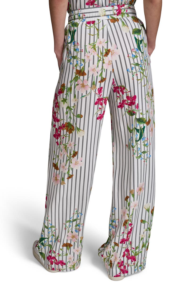 KARL LAGERFELD PARIS Stripe Flower Print Wide Leg Pants, Alternate, color, 