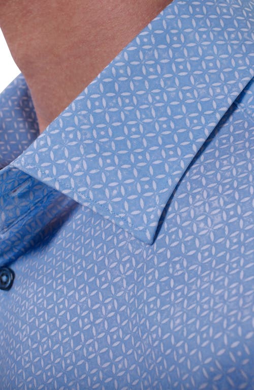 Bugatchi James Ooohcotton® Geo Print Button-up Shirt In Blue