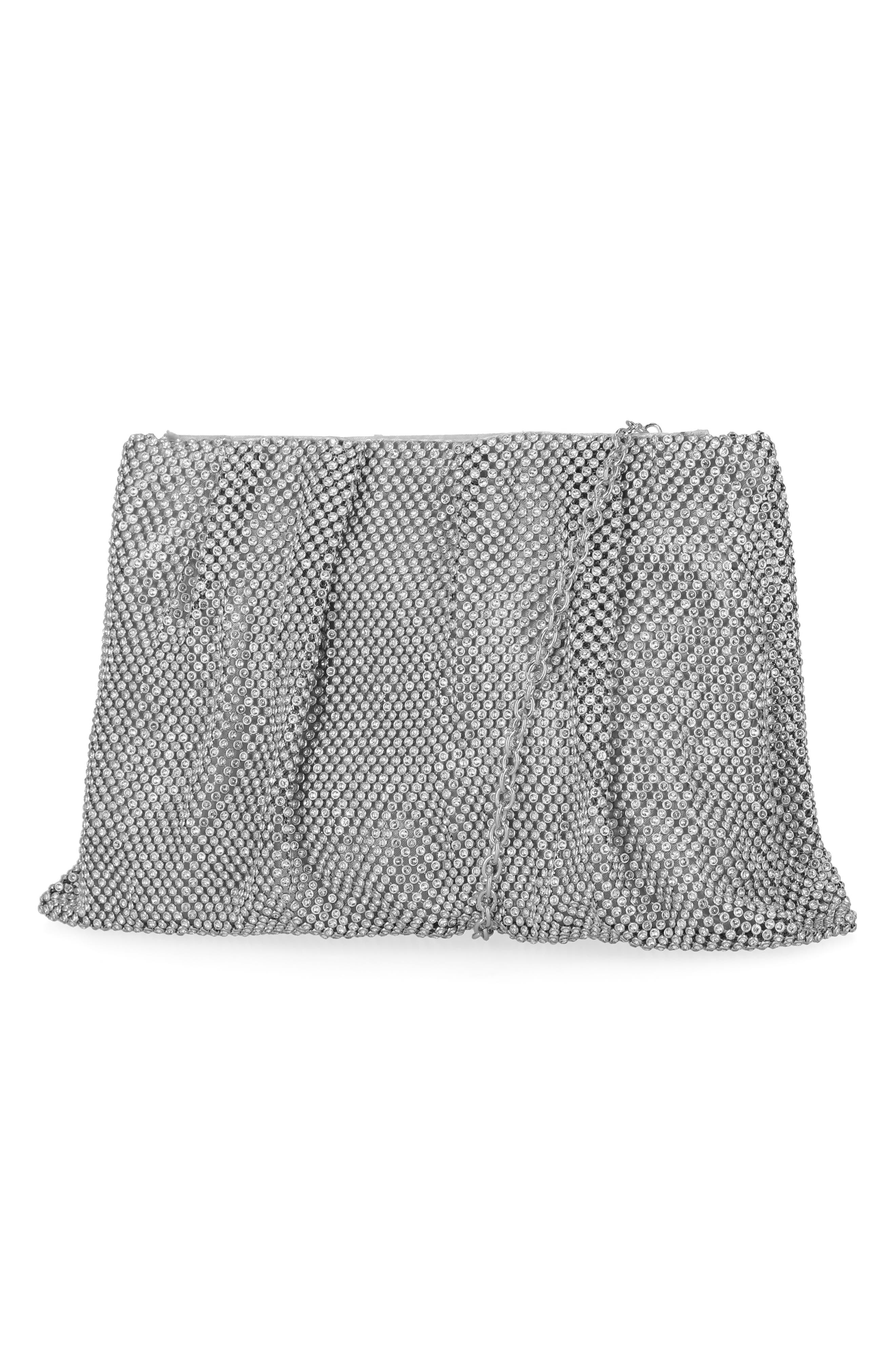 Jessica McClintock Francis Crystal Drape Clutch, Alternate, color, 42N-Silver