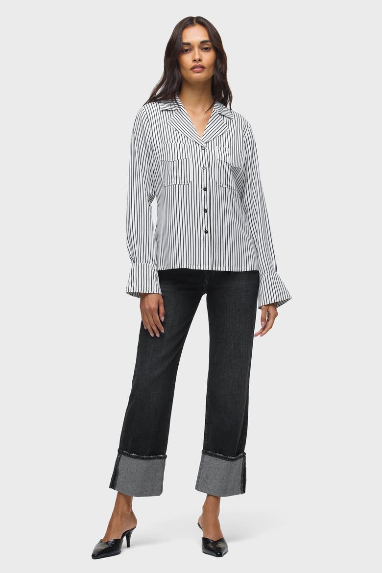 Long Sleeve Camp Shirt, Alternate, color, Black Bengal Strip