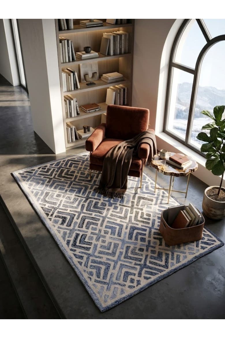 Santorini Wool & Denim Rug, Alternate, color, Blue