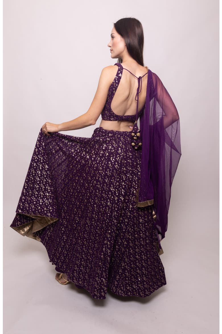 Jaden Sequins Embroidered Lehenga Choli, Alternate, color, Wine