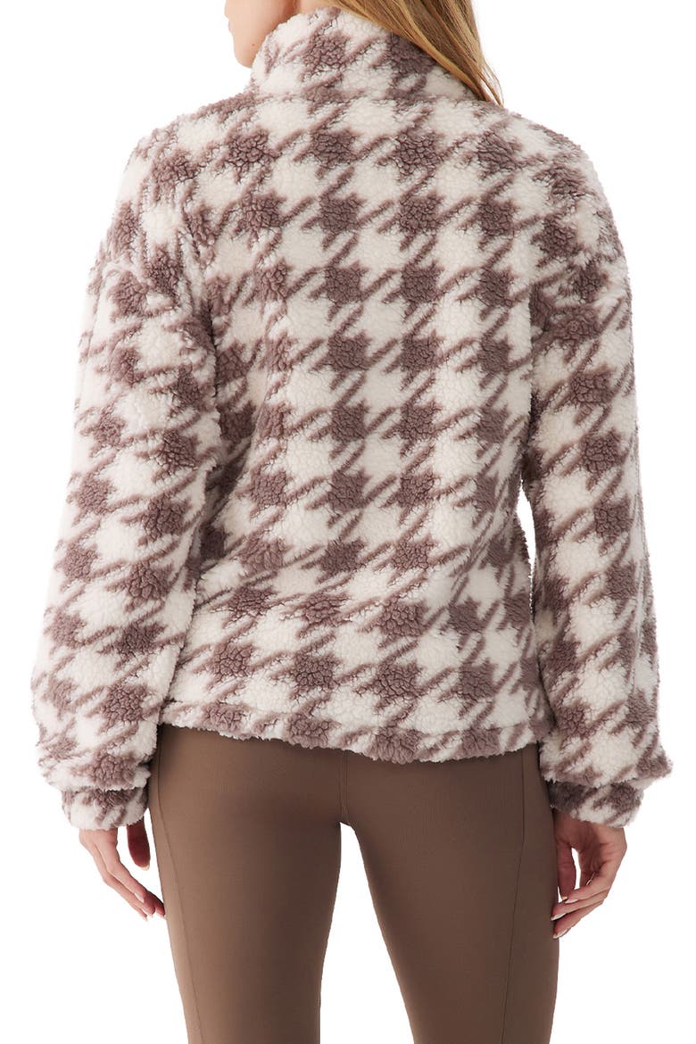Soraya High Pile Fleece Half Zip Pullover, Alternate, color, HOUNDSTOOTH BIRCH