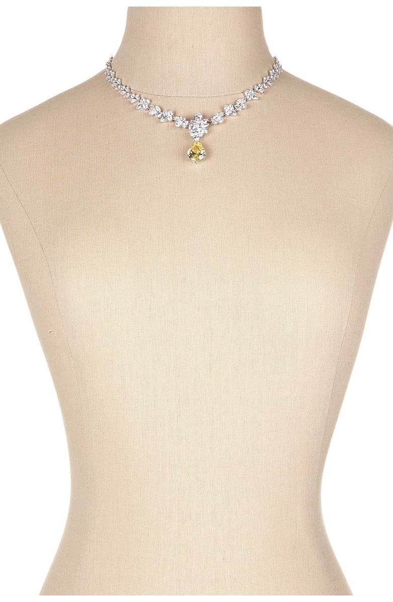 CZ by Kenneth Jay Lane Canary CZ Pear Drop Necklace, Alternate, color, 