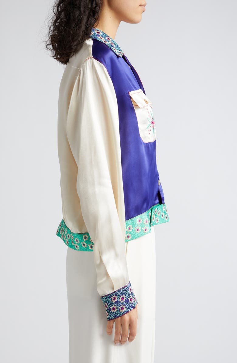 Bode Daisy Never Tell Silk Satin Jacket, Alternate, color, 