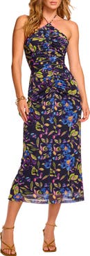 Ramy Brook Aveline Floral Halter Mesh Dress