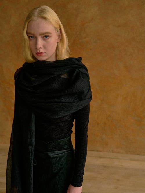 Lost Pattern Nyc "featherlight" Oversized Cashmere Scarf In Black