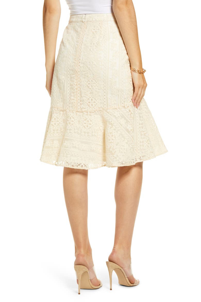 Embroidered Flounce Skirt, Alternate, color, BEIGE SWAN