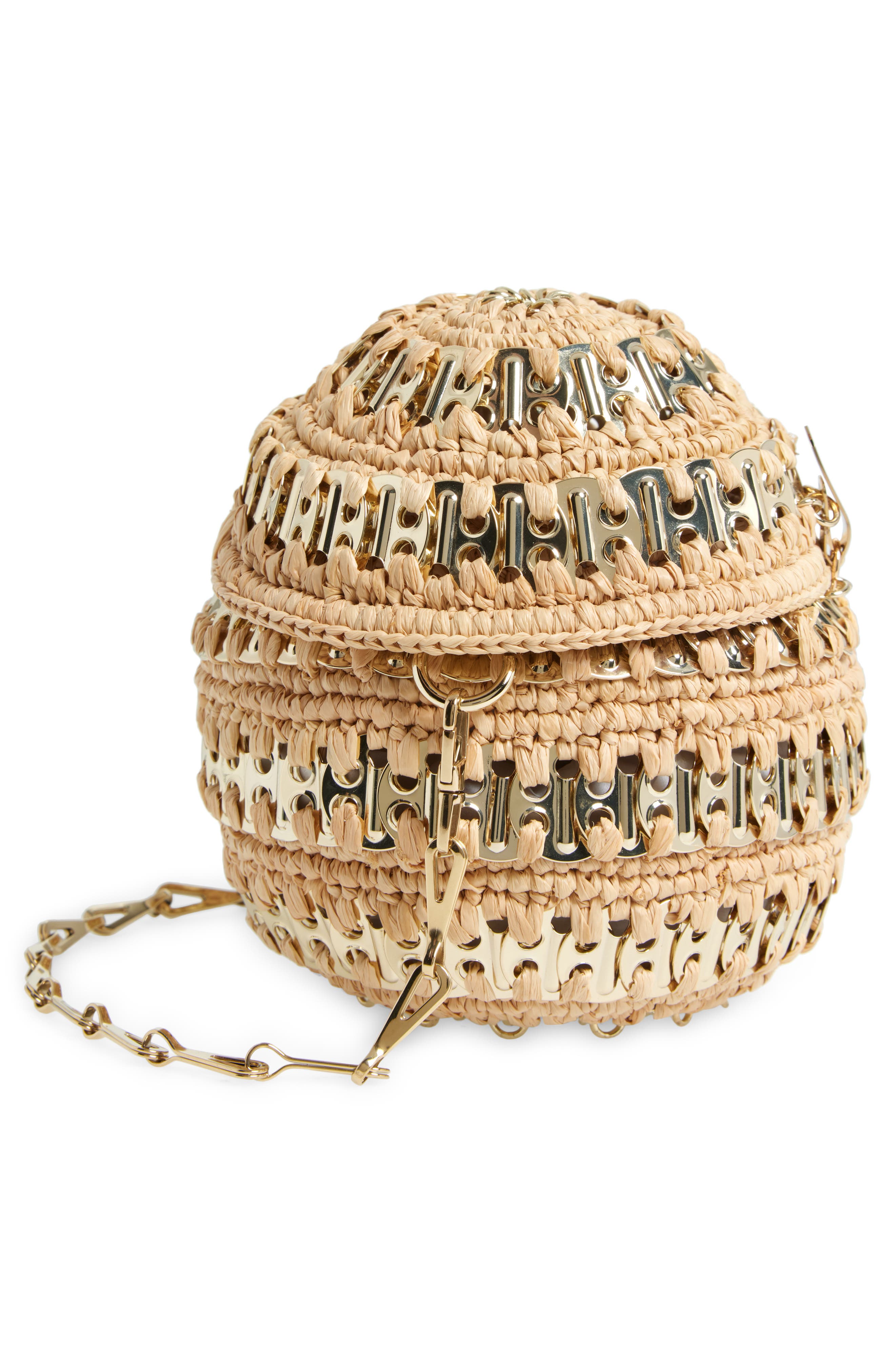 Rabanne 1969 Ball Raffia Shoulder Bag, Alternate, color, Natural / Light Gold