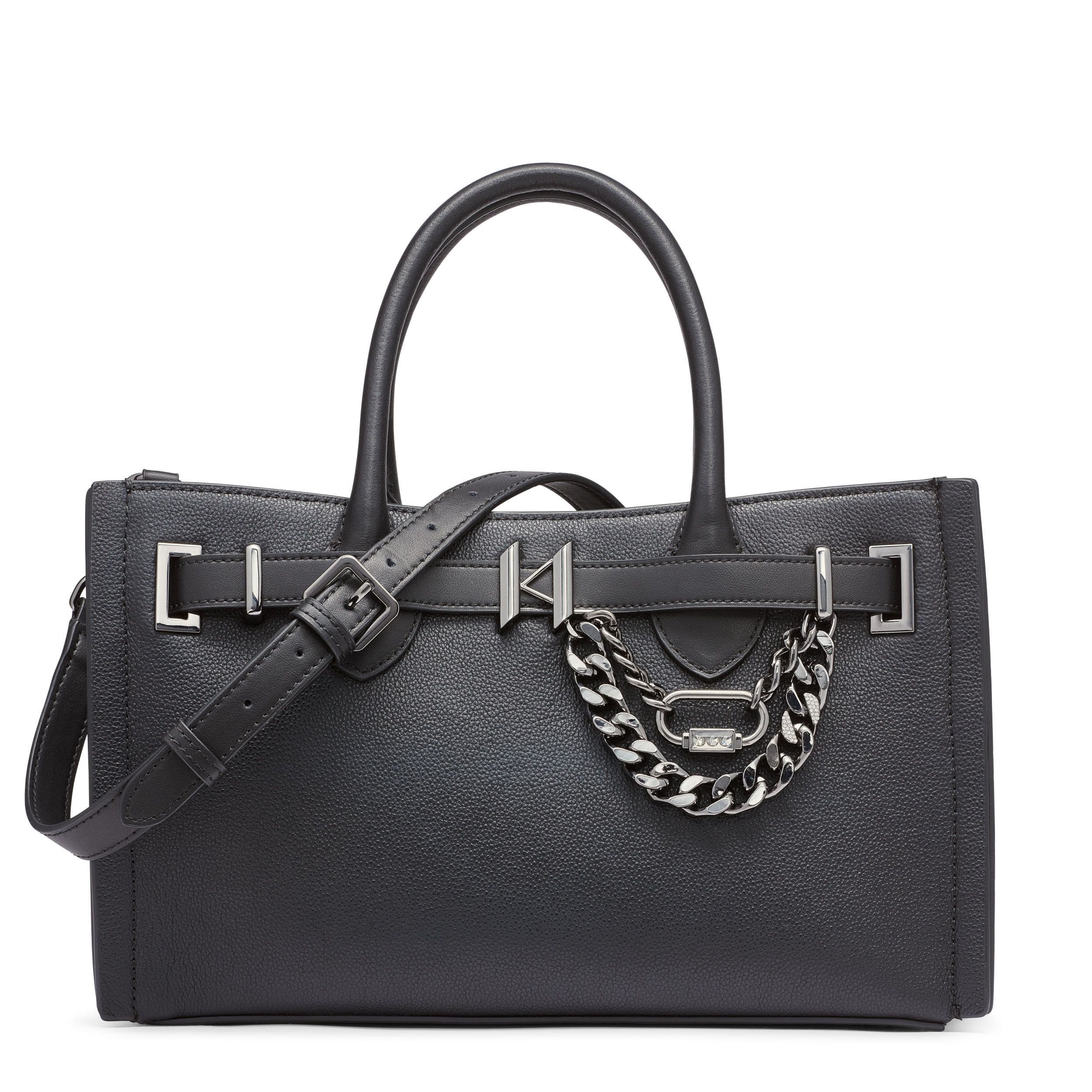 KARL LAGERFELD PARIS Cerise Satchel, Main, color, Black/Gunmetal