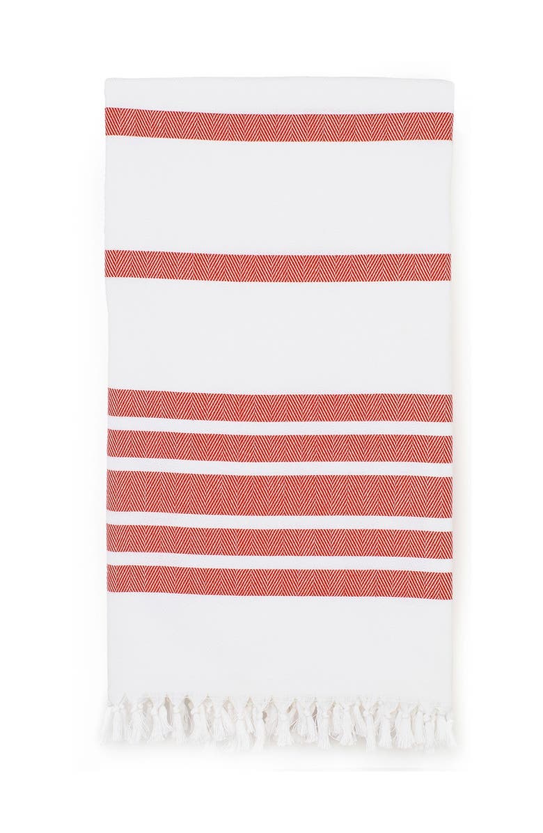 Linum Home Textiles 100% Turkish Cotton Herringbone Pestemal Beach Towel - Red & White, Main, color,