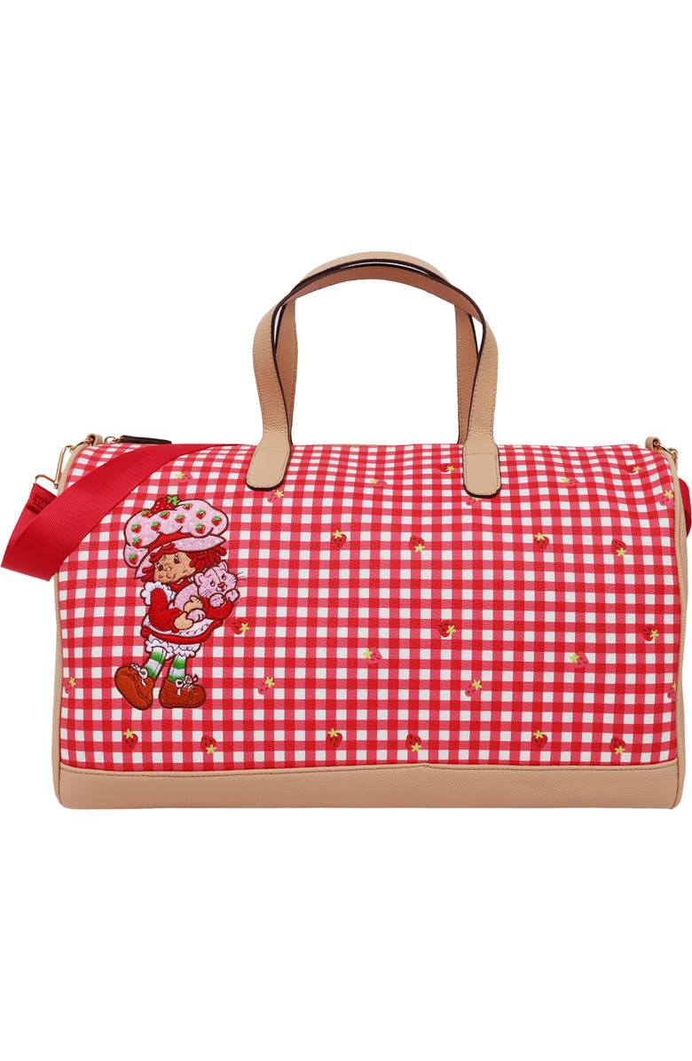 Strawberry Shortcake Gingham Weekender Duffel Bag, Main, color, Red