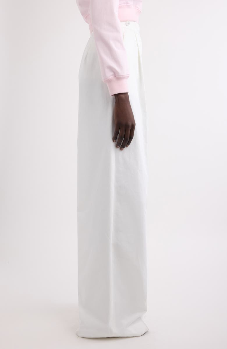 Givenchy Pleated Cotton Wide Leg Pants, Alternate, color, White