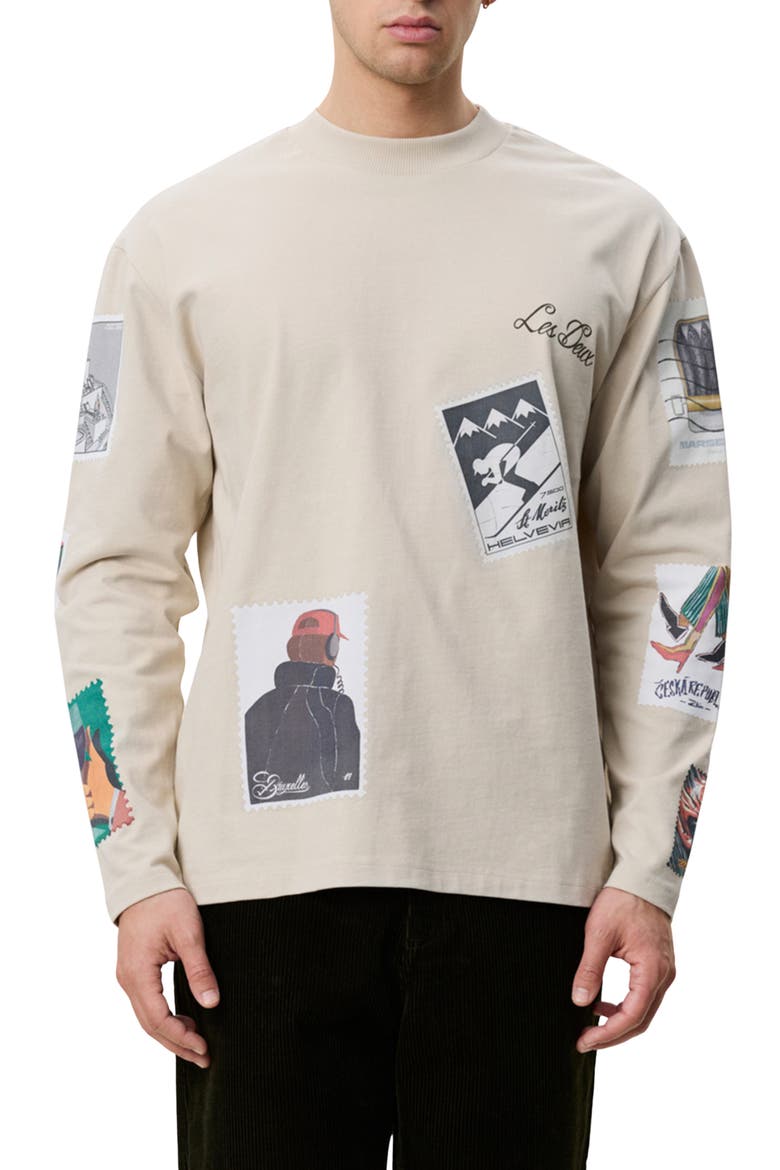 Stamp Graphic Long Sleeve T-Shirt, Main, color, LIGHT SAND