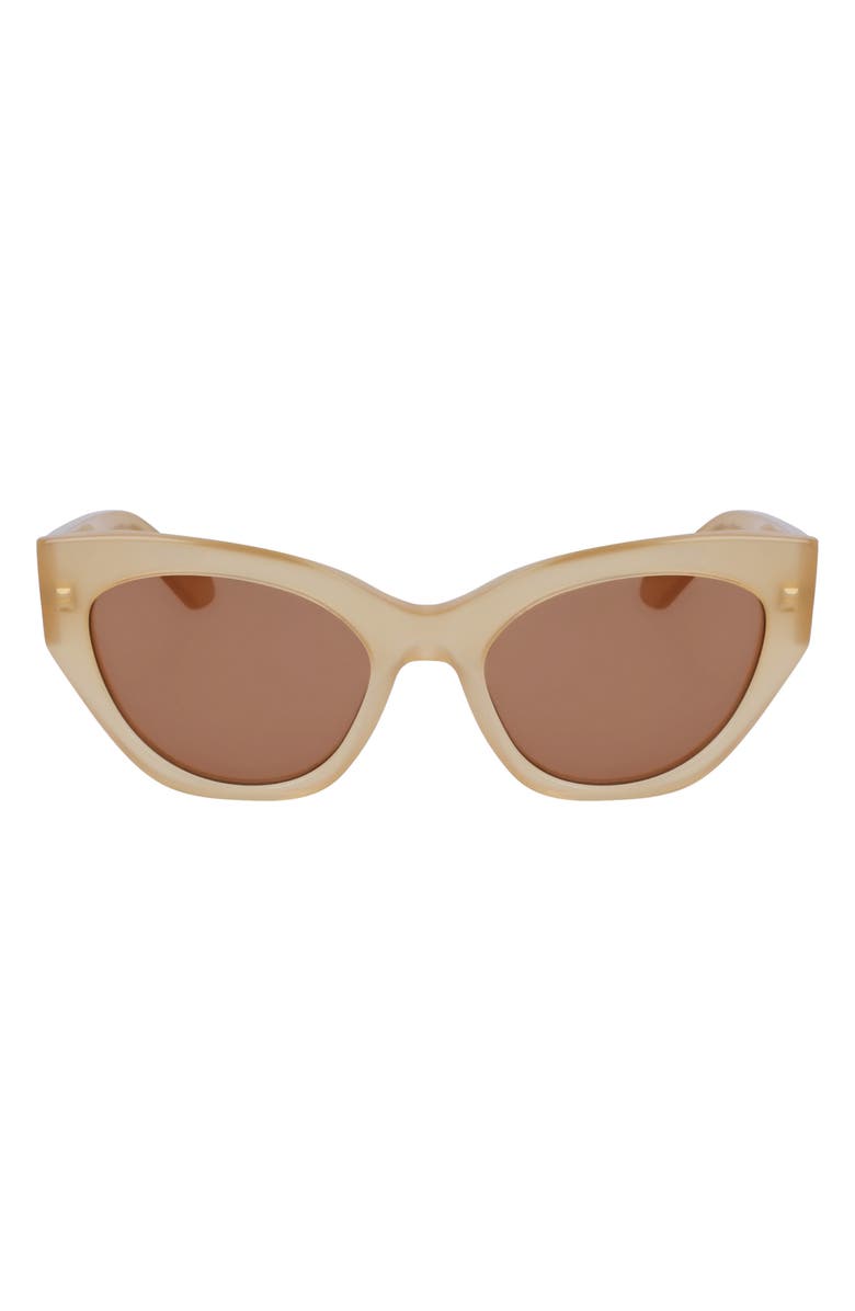 FERRAGAMO Classic Logo Tea Cup 55mm Cat Eye Sunglasses, Main, color, Opaline Honey