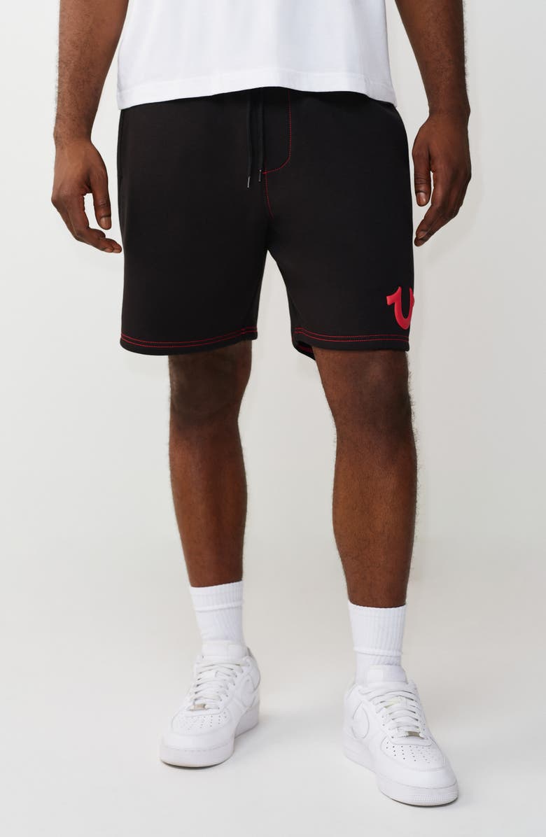 True Religion Cotton Blend Sweat Shorts, Main, color, Jet Black