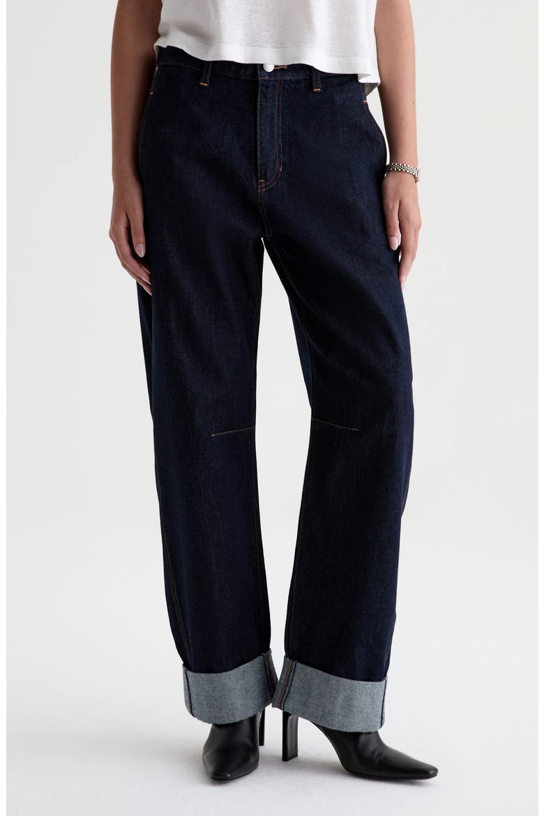 Mercer Cuffed High Waist Barrel Jeans, Main, color, SQUAW VALLEY