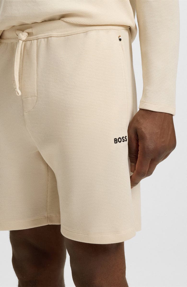 BOSS Waffle Knit Lounge Shorts, Alternate, color, Open White