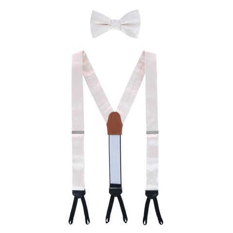 Sutton Solid Color Silk Brace and Bow Tie Combo