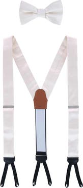 Trafalgar Sutton Solid Color Silk Brace and Bow Tie Combo