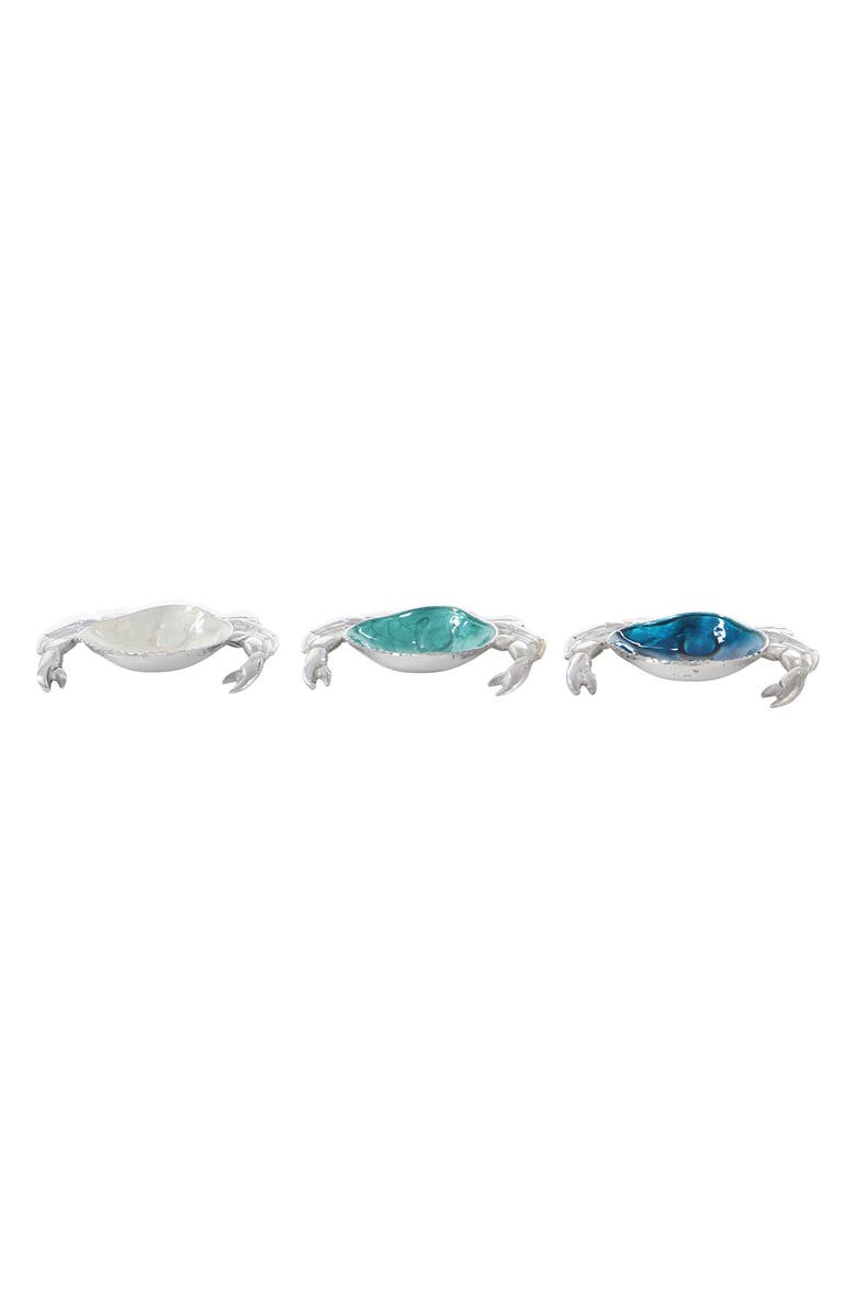 WILLOW ROW Silvertone Aluminum Crab Serving Bowl with Enamel Interior - Set of 3, Alternate, color, Silver