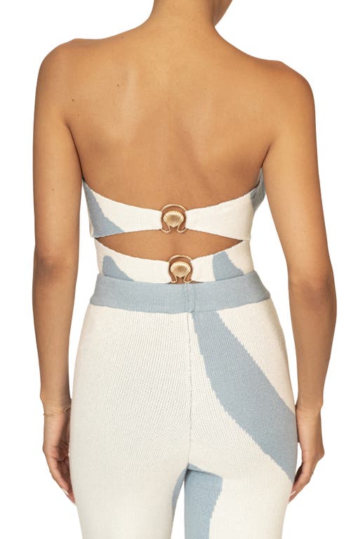 Jluxlabel Tropic Oasis Strapless Knit Top In Blue