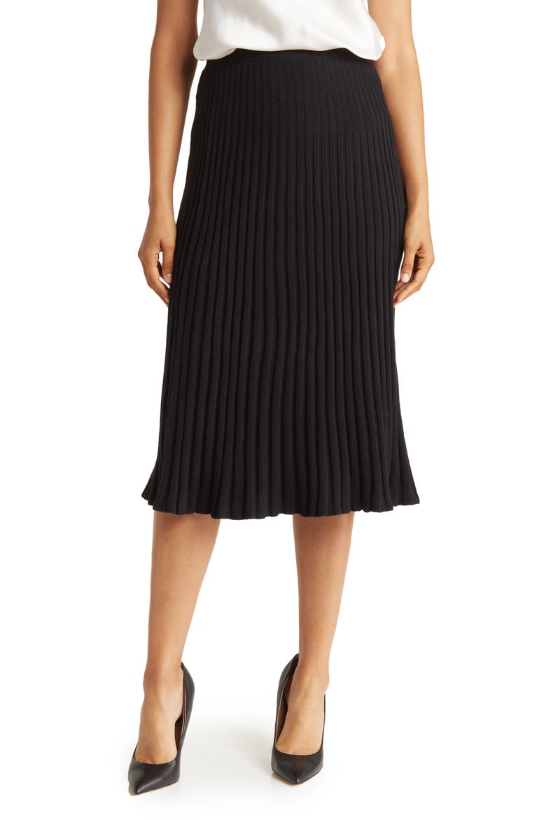 Ribbed Sweater Skirt, Main, color, BLACK