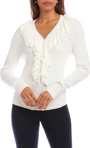 Karen Kane Ruffle V-Neck Sweater