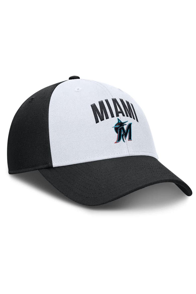 Men's Nike White/Black Miami Marlins Club Performance Adjustable Hat, Alternate, color, White