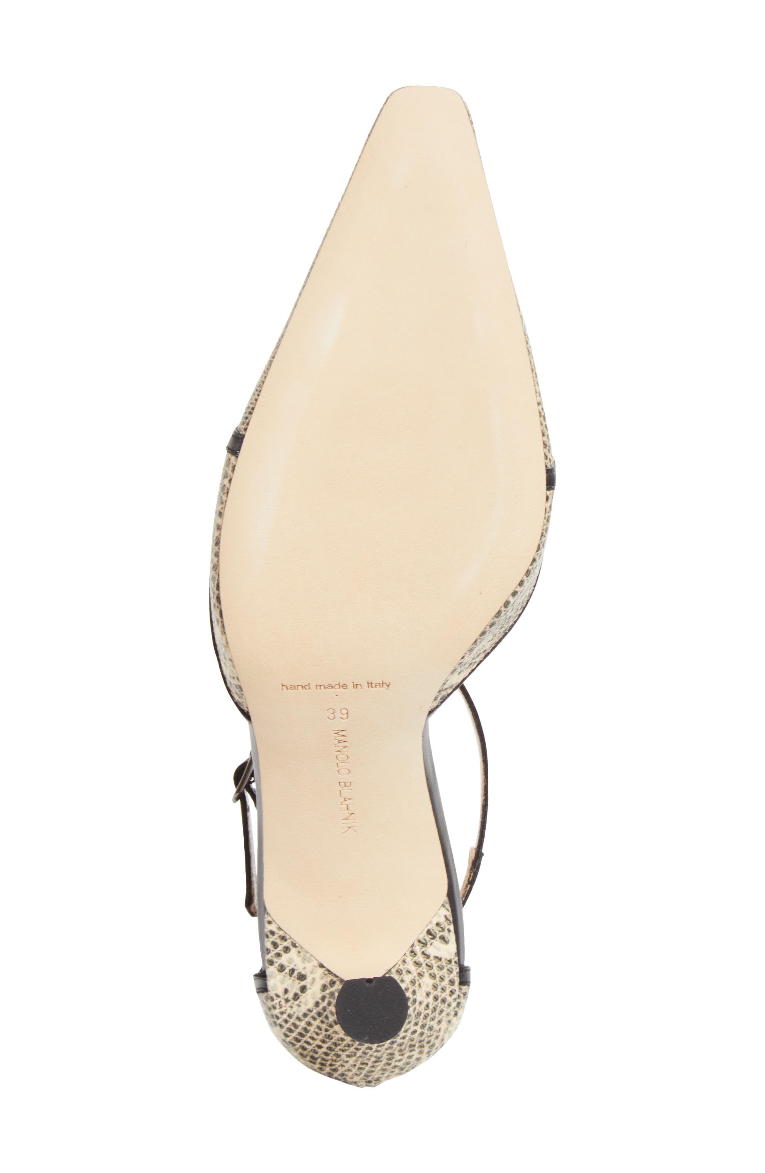 Manolo Blahnik Gish T-Strap Pump, Alternate, color, Ivory/Black