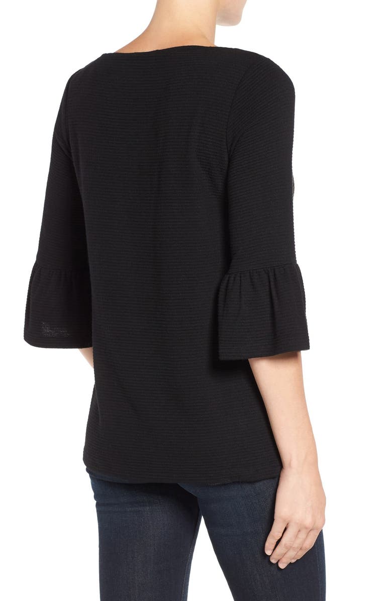 Pleione Stripe Knit Bell Sleeve Top, Alternate, color,