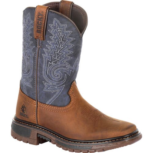 Rocky Padded Kids' Ride Flx Western Boot In Brown