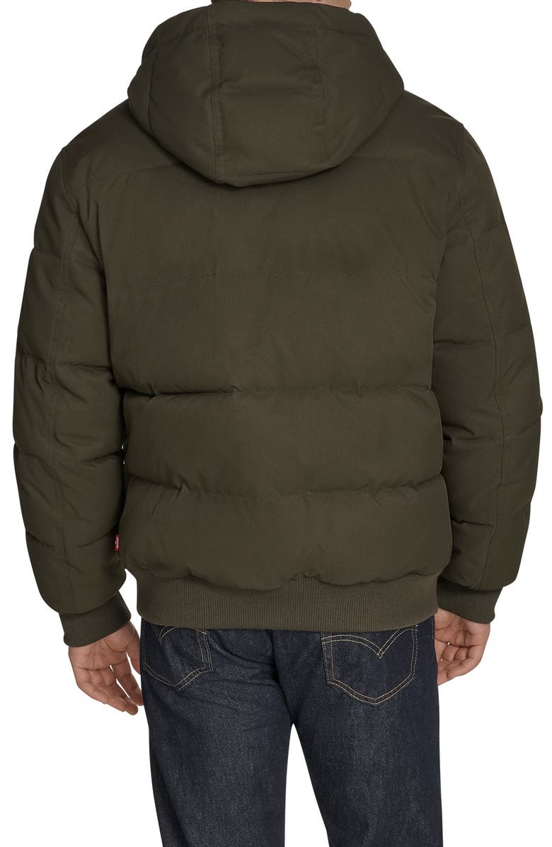 Levi's<sup>®</sup> Quilted Puffer Hoodie Bomber Jacket, Alternate, color, Olive