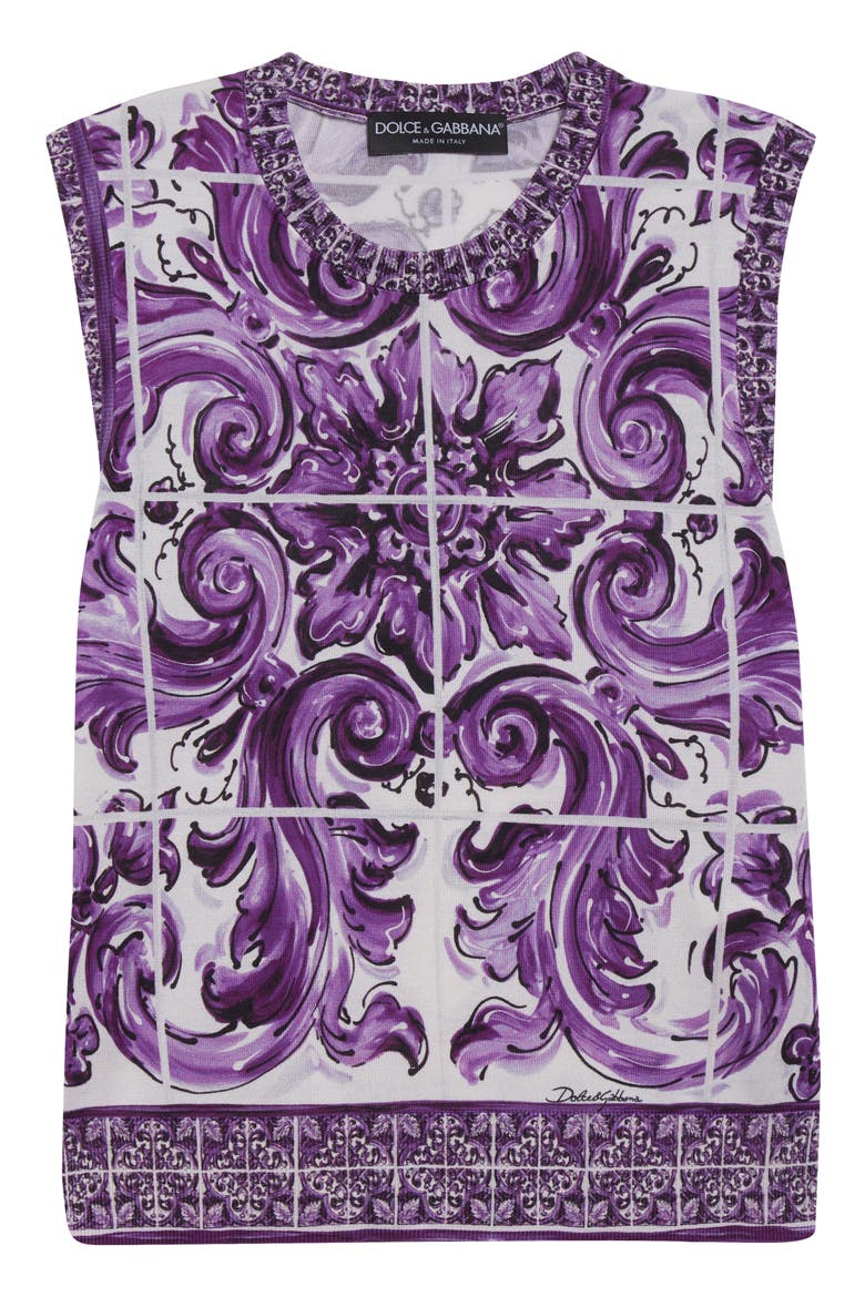 Majolica Print Silk Sweater, Alternate, color, H25DQ MAIOLICA 1L VIOLA