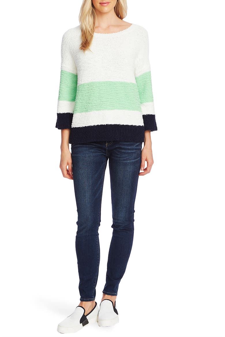 Colorblock Teddy Knit Sweater, Alternate, color, PISTACHIO