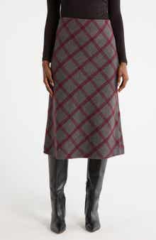 Renee C Plaid Knit Pencil Skirt