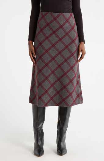 Renee C Plaid Knit Pencil Skirt