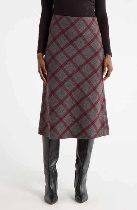 Renee C Plaid Knit Pencil Skirt