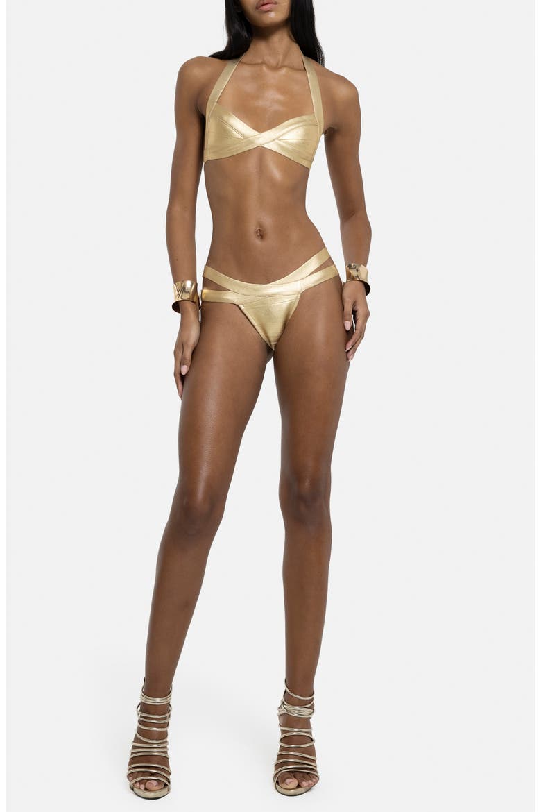 Metallic Bandage Bikini Bottoms, Alternate, color, GOLD