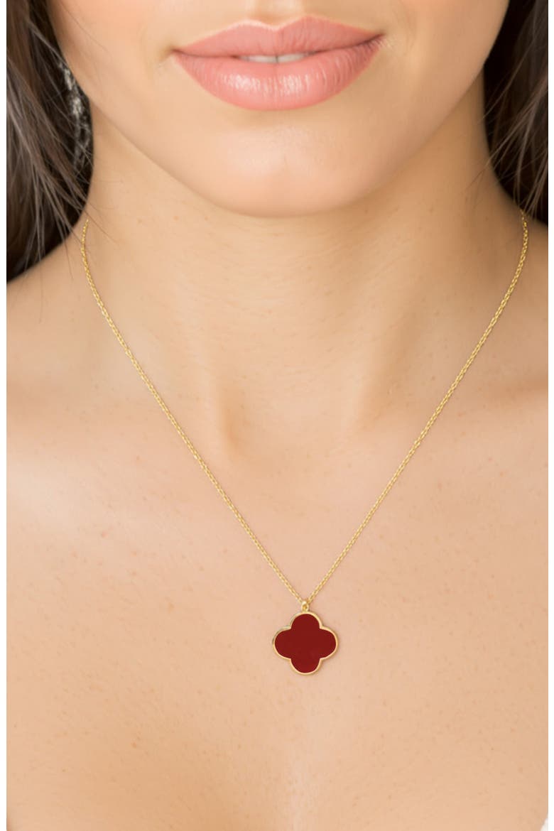 Carnelian Clover Pendant Necklace, Alternate, color, GOLD