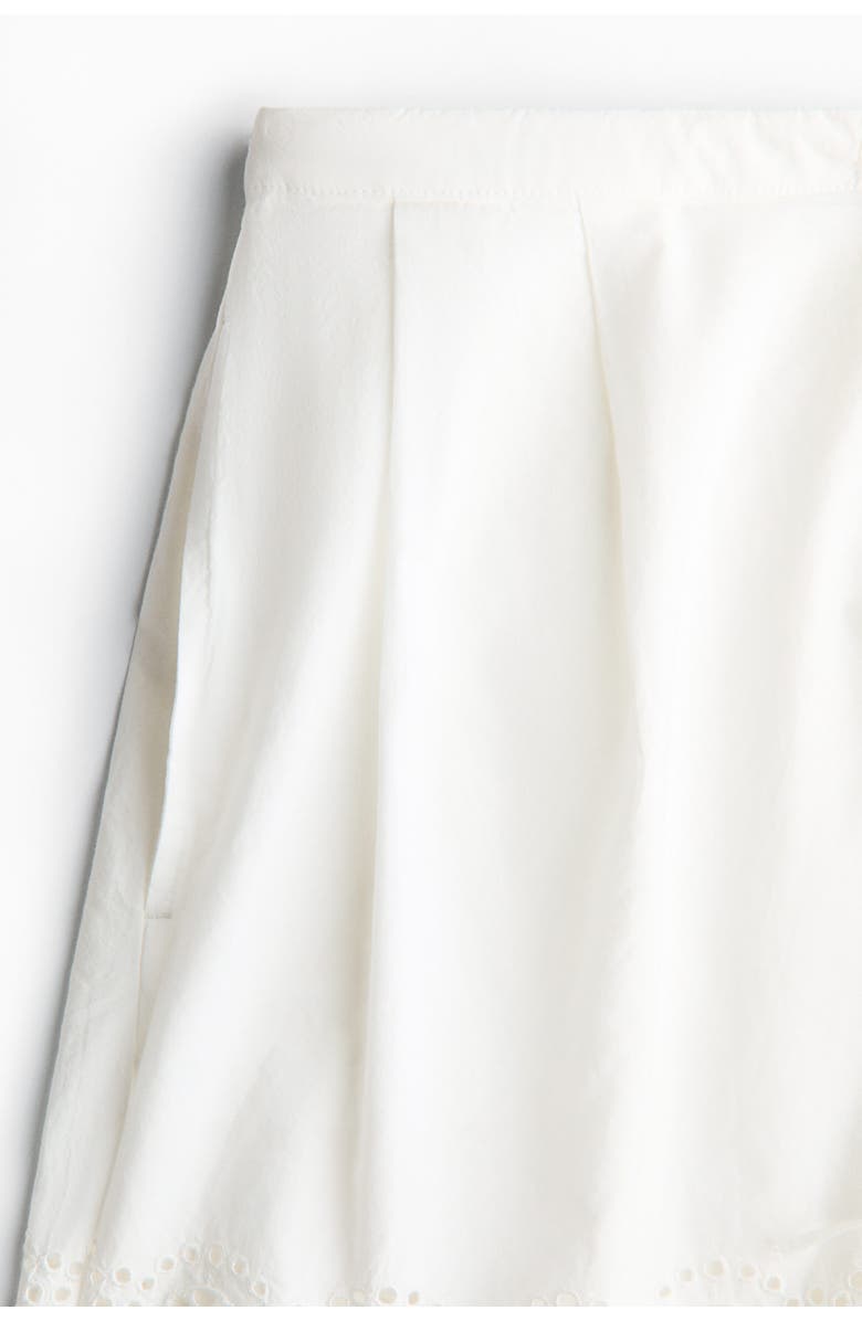 H&M Broderie-anglaise Cotton Shorts, Alternate, color, White