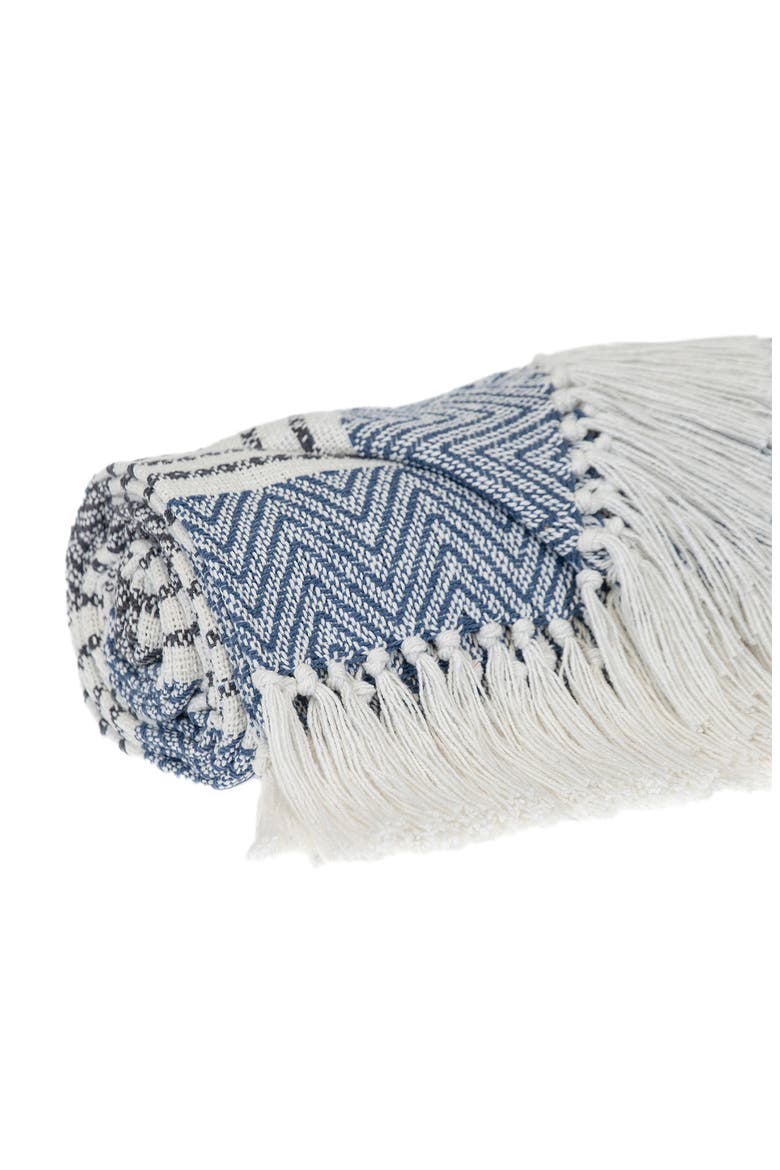 Kai Stripe Fringe Trim Throw Blanket, Alternate, color, BLUE