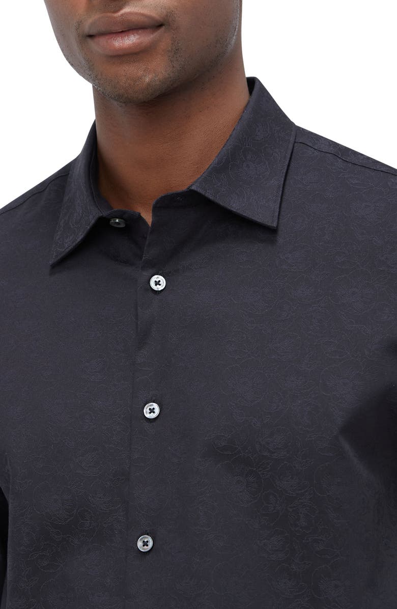 Bugatchi Julian Shaped Fit Stretch Print Button-Up Shirt, Alternate, color,