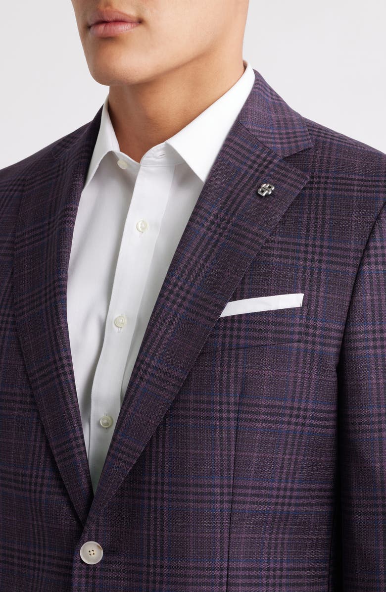 BOSS Hutson Plaid Virgin Wool Sport Coat, Alternate, color, Dark Pink