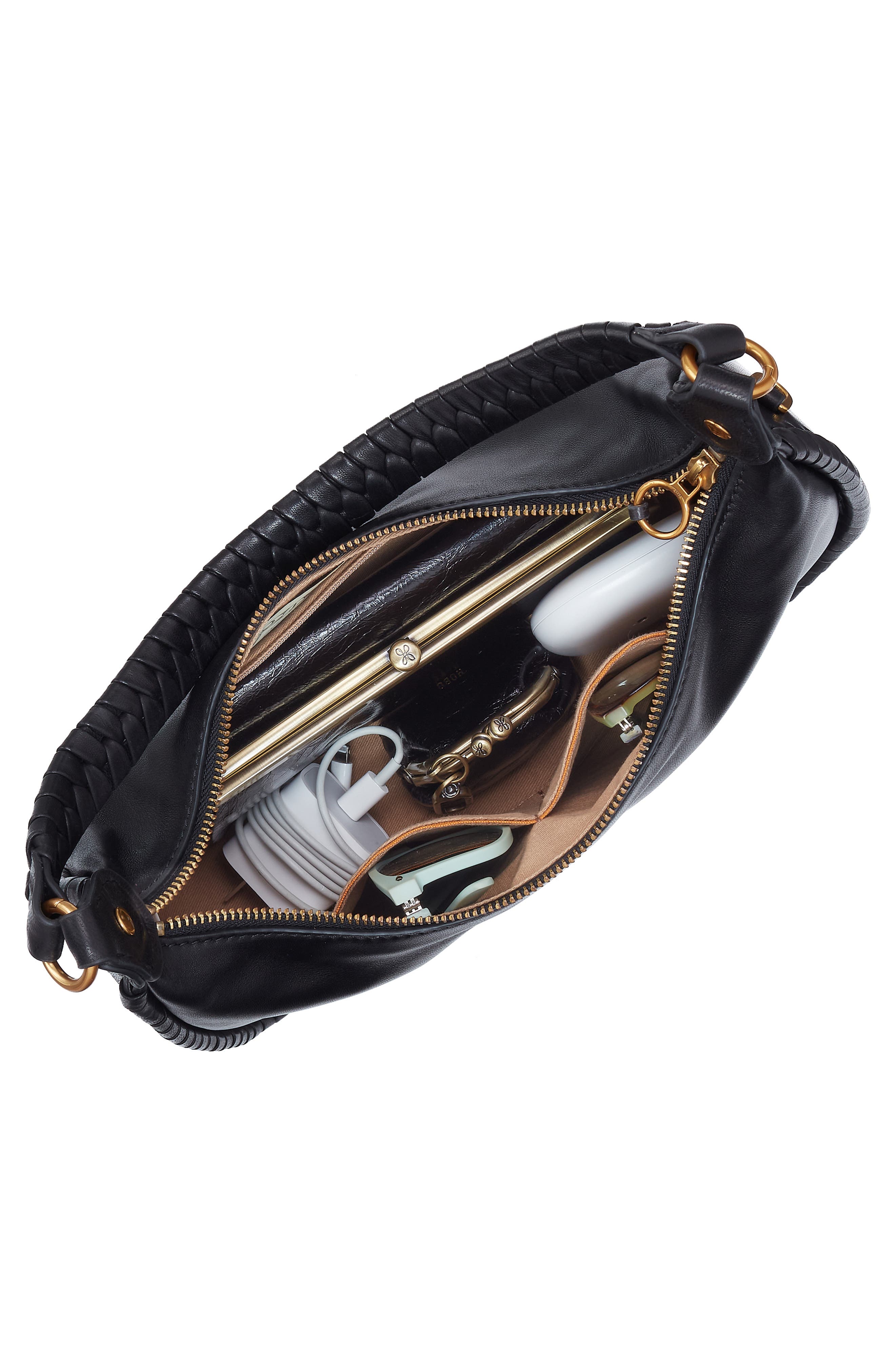 HOBO Mia Leather Crescent Hobo, Alternate, color, Black