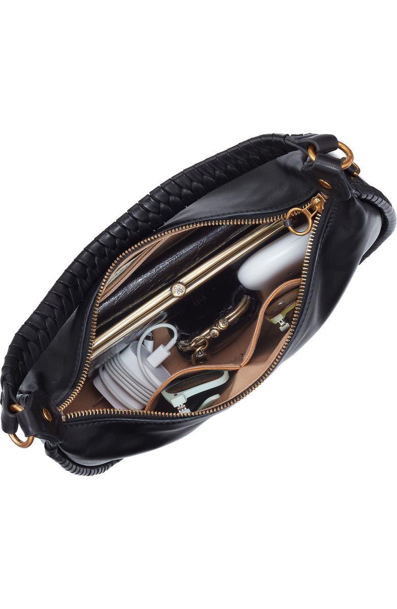 HOBO Mia Leather Crescent Hobo, Alternate, color, Black